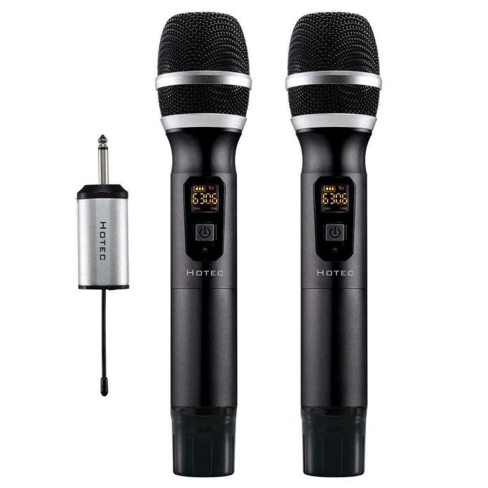 Hotec 25 Channel UHF Wireless Microphone Dual Microphone With Mini Portable 1/4