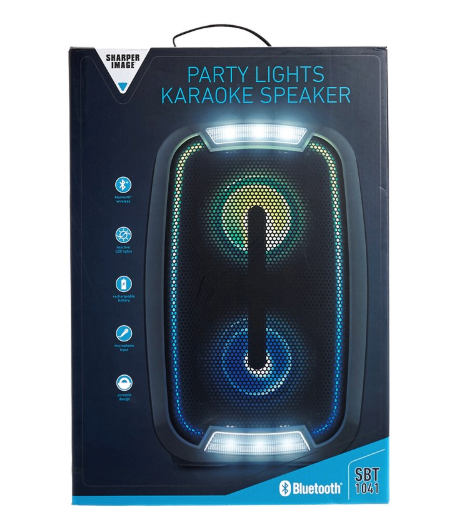 Sharper Image Bluetooth Party Karaoke Speaker Wiht Microphone Input SBT1041BK