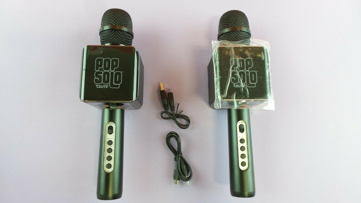 Lot Of 2 Tzumi POP SOLO Bluetooth Karaoke Microphone in black - 2 mics #duet