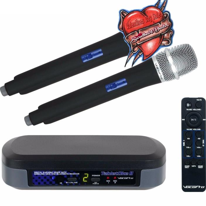 VocoPro TabletOke-II Digital Karaoke Mixer w/ Wireless Mics + Bluetooth Receiver