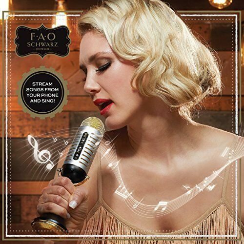 FAO SCHWARZ Bluetooth Vintage Microphone w/ Built-In Speaker for Karaoke Music