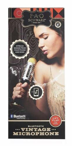 FAO Schwarz Bluetooth Gold Vintage Musical Microphone ~ Stream & Sing Songs
