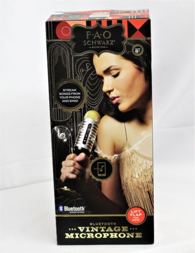 FAO Schwarz Vintage Bluetooth Musical Microphone,Gold