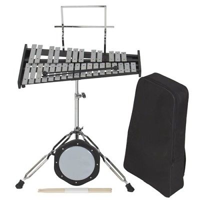 30 Notes Percussion Glockenspiel Bell Kit W/ Practise Pad +Mallets+Sticks+Stand