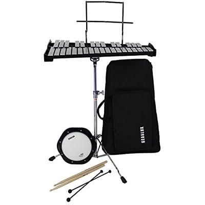 32-Note Glockenspiel Bell Kit Adjustable Stand, Drum Practice Pad, Carrying Bag