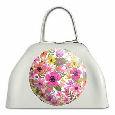 Vivid Flowers White Metal Cowbell Cow Bell Instrument