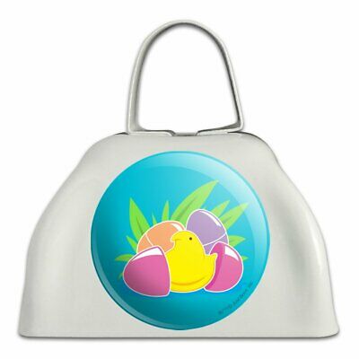 Peeps Hatching Out Of Plastic Easter Egg White Metal Cowbell Cow Bell Instrument