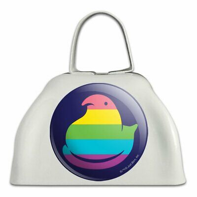 Rainbow Striped Peep White Metal Cowbell Cow Bell Instrument