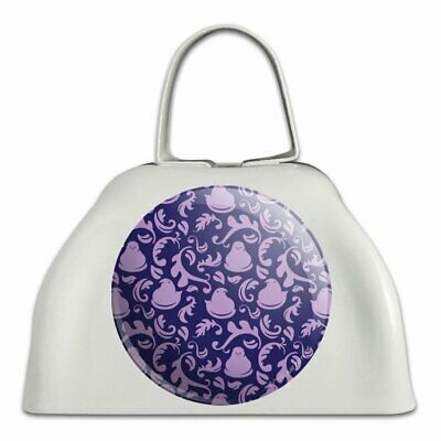 Purple Peeps In Garden Pattern White Metal Cowbell Cow Bell Instrument