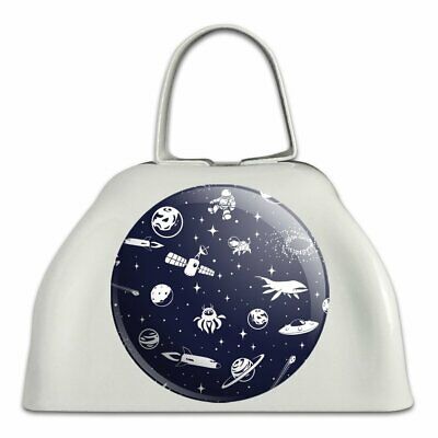 Space Pattern with Stars Planets Ships Cowbell Cow Bell Instrument
