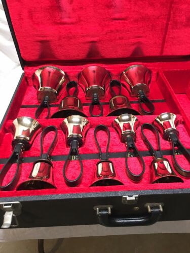 Schulmerich Handbells-complete 2nd Octave-12 Bells in a case-plus New Springs
