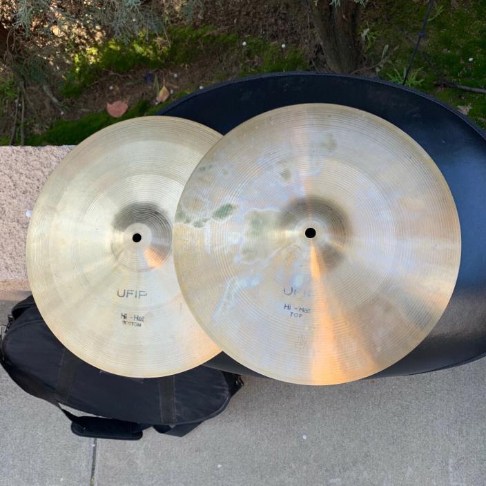 Vintage UFIP 1970's hi-hats, outstanding condition, 14 inch Bravo