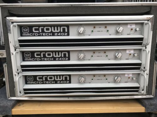 Crown Macro Tech 2402 3 Amplifier Rack System w/ PIP 2 USP3 Cards & Road Case