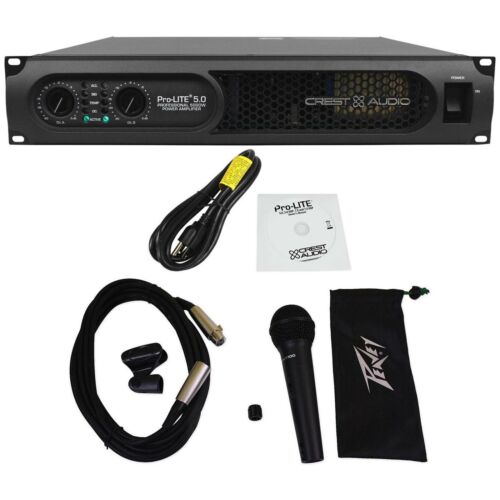 Crest Audio ProLite 5.0 5000 Watt Professional Power Amplifier+Peavey Microphone
