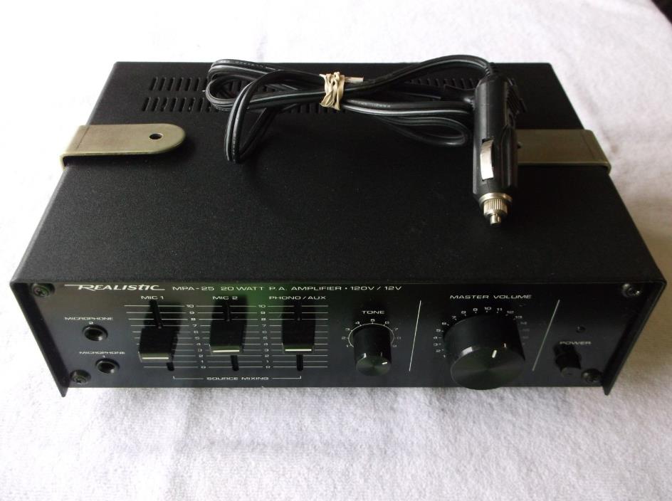 Vintage Realistic MPA-25 20W PA Power Amplifier Amp Mic Mixer Model 32-2033