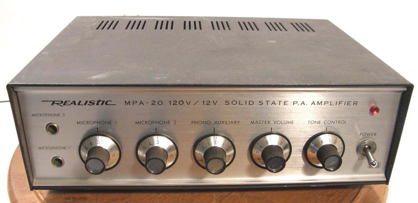 REALISTIC MPA-20 120V/12V SOLID STATE P.A. AMPLIFIER 32-2020