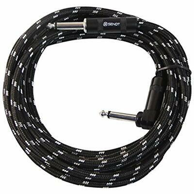 10 Foot 1/4 Inch Male To Right Angle Mono Nylon Braided Guitar Bass Instrument