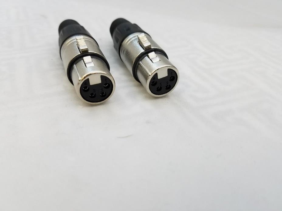 2 (Lot) XLR 4-Pin Female Solder Type Metal Connector