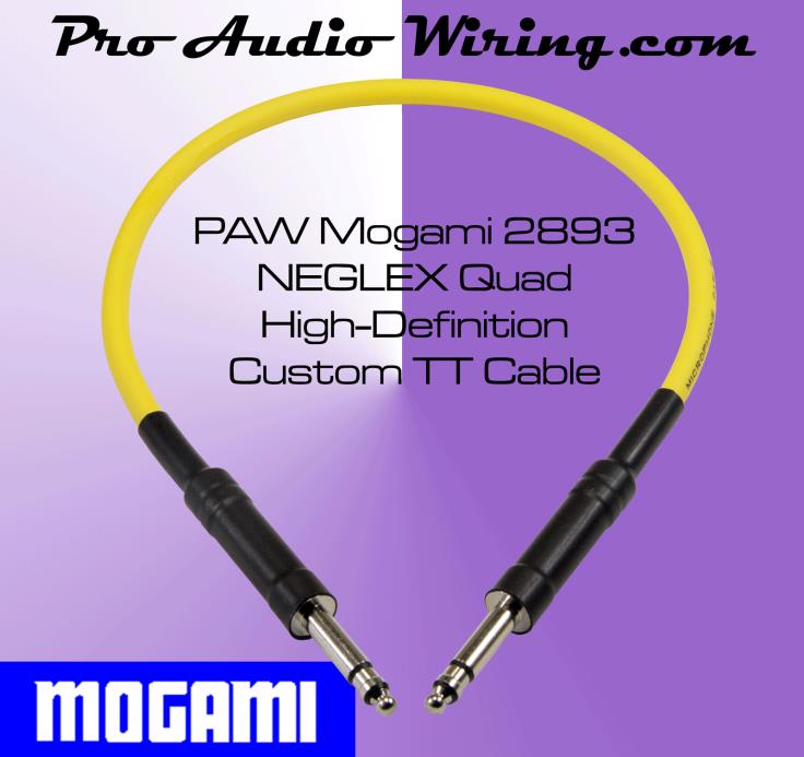 MOGAMI 2893 NEGLEX Quad High-Definition TT Studio Patch Cable (Yellow) - 3ft.