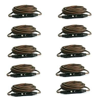 10 XLR 5 ft Mic Cables 22 AWG Brown Color-Gold Contacts  Cable Pack