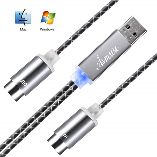 USB to MIDI Cable IN-OUT Converter MIDI Interface with Indicator Light and FTP 5