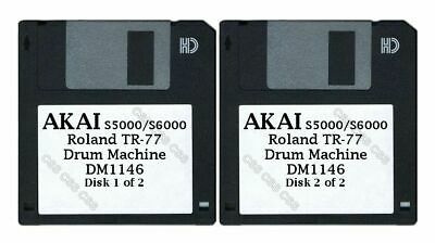 Akai S5000 / S6000 Set of Two Floppy Disks Roland TR-77 Drum Machine DM1146