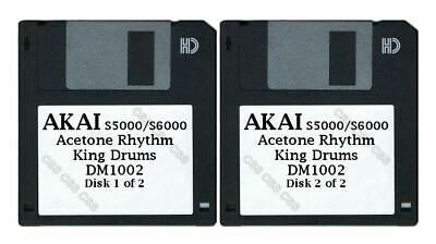 Akai S5000 / S6000 Set of Two Floppy Disks Acetone Rhythm King Drums DM1002