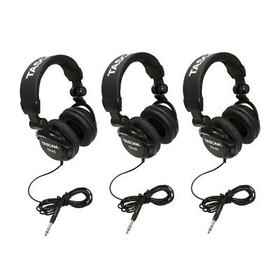 TASCAM Padded Foldable Recording Mixing Home & Studio Headphones, Black (3 Pack)