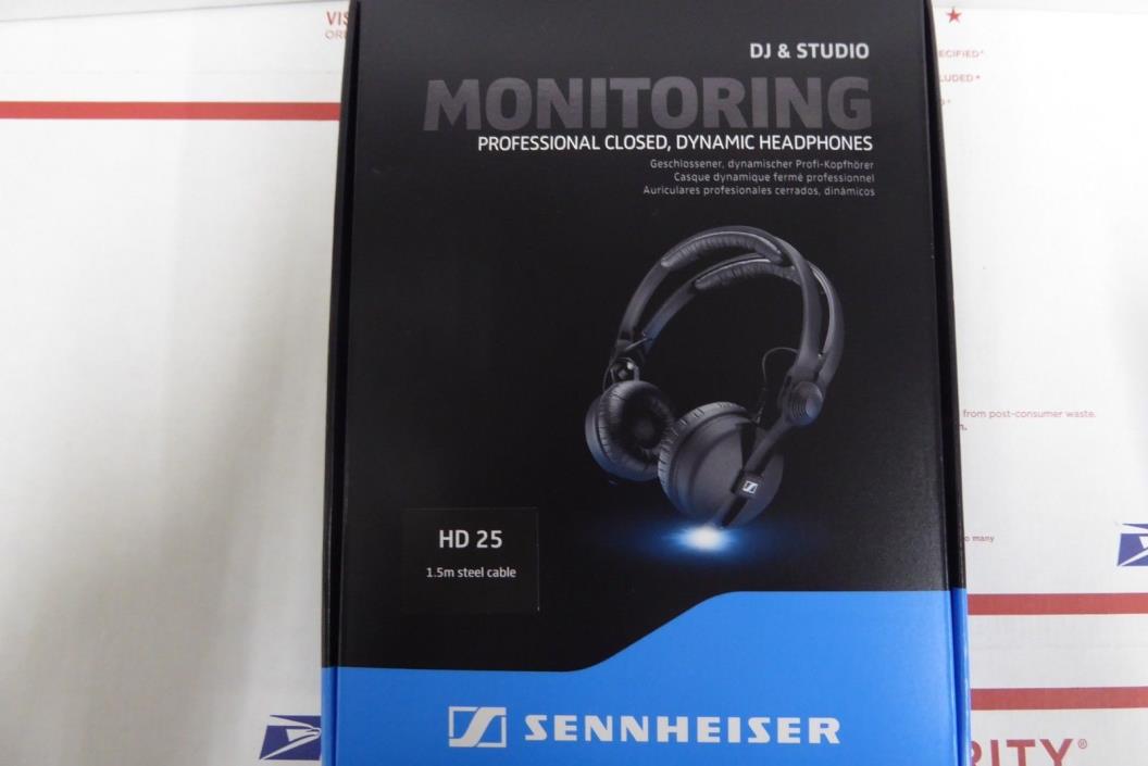 Sennheiser HD25 Closed Back Stereo DJ or Studio Headphones, NEW FREE SHIPPING