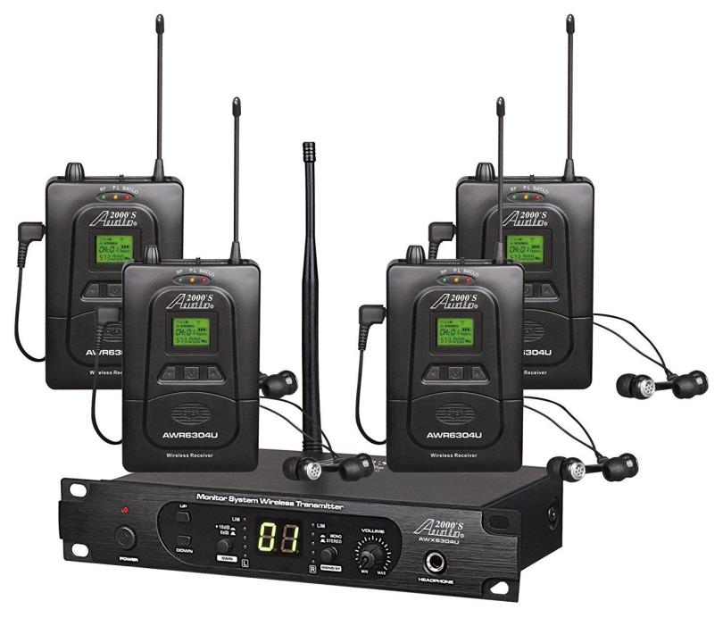 Audio 2000's AWM6306U - UHF Wireless In-Ear Monitor w 4 receivers and earphones