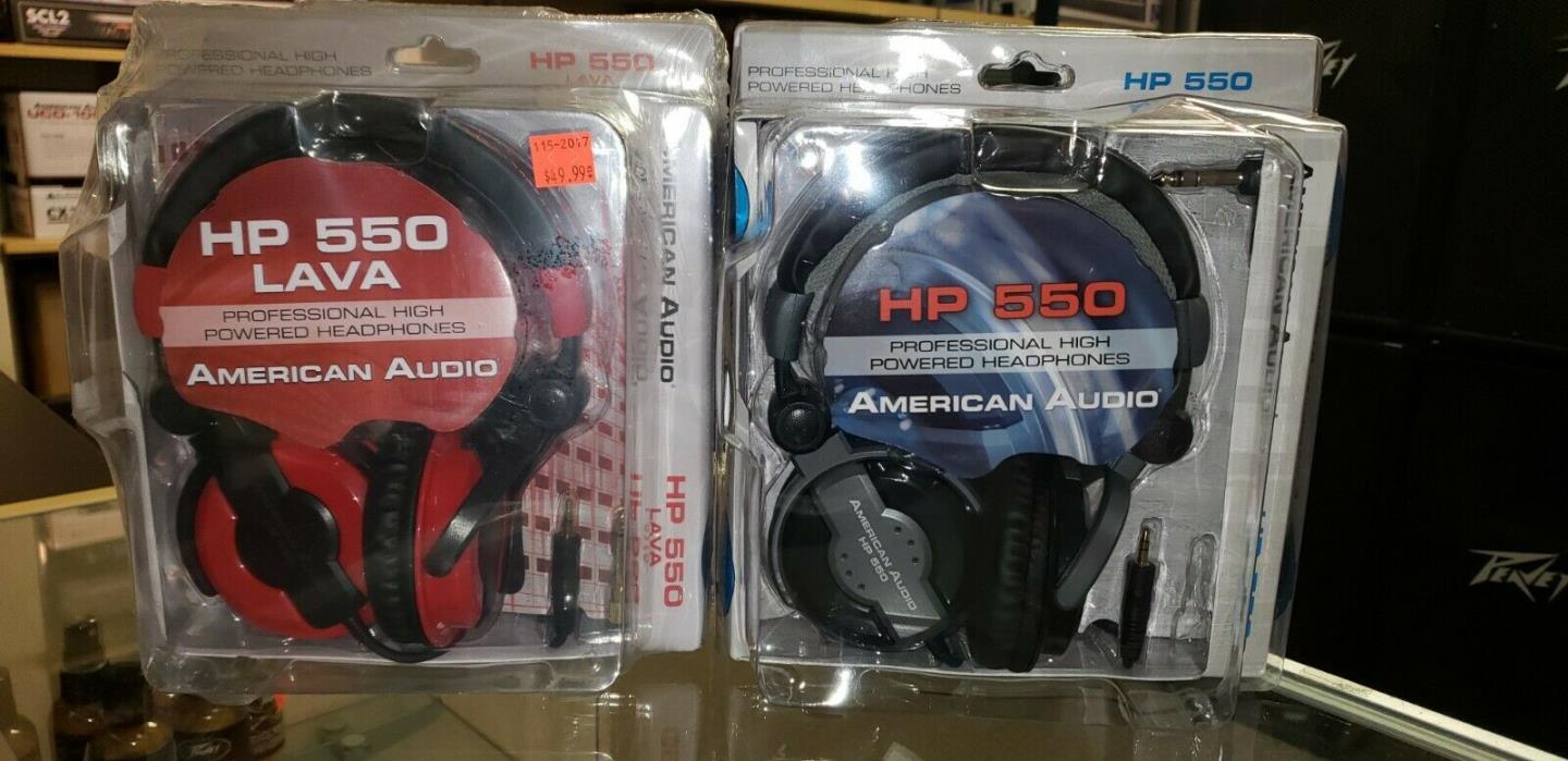 American Audio HP550 Lava Red/Black Over Ear High-Powered DJ Headphones. 2 sets.