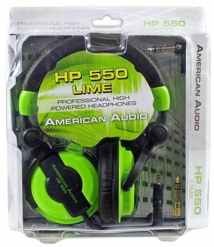 AMERICAN AUDIO HP550 LIME DJ HEADPHONES BRAND NEW IN ORIGINAL PACKAGING