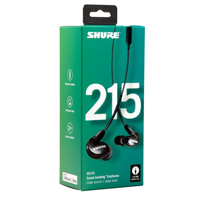 Shure SE215-K-UNI Sound Isolating Earphones 3.5mm Remote + Mic