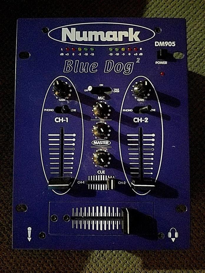 NUMARK DM905 BLUE DOG Professional DJ Mixer w/ Power Adapter Barely Used