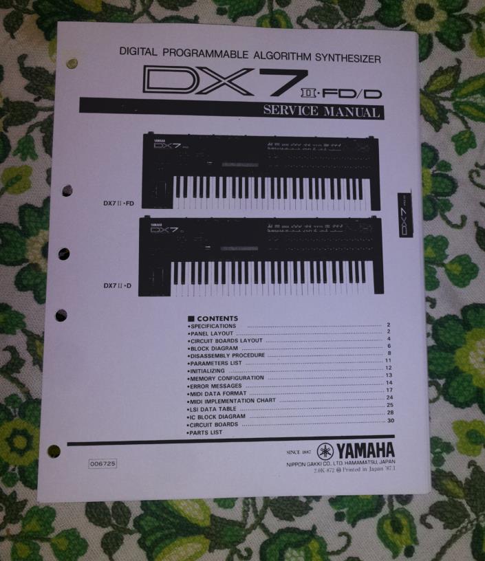 YAMAHA DX7 II / DX-7 II REPAIR / SERVICE MANUAL  + Schematics!