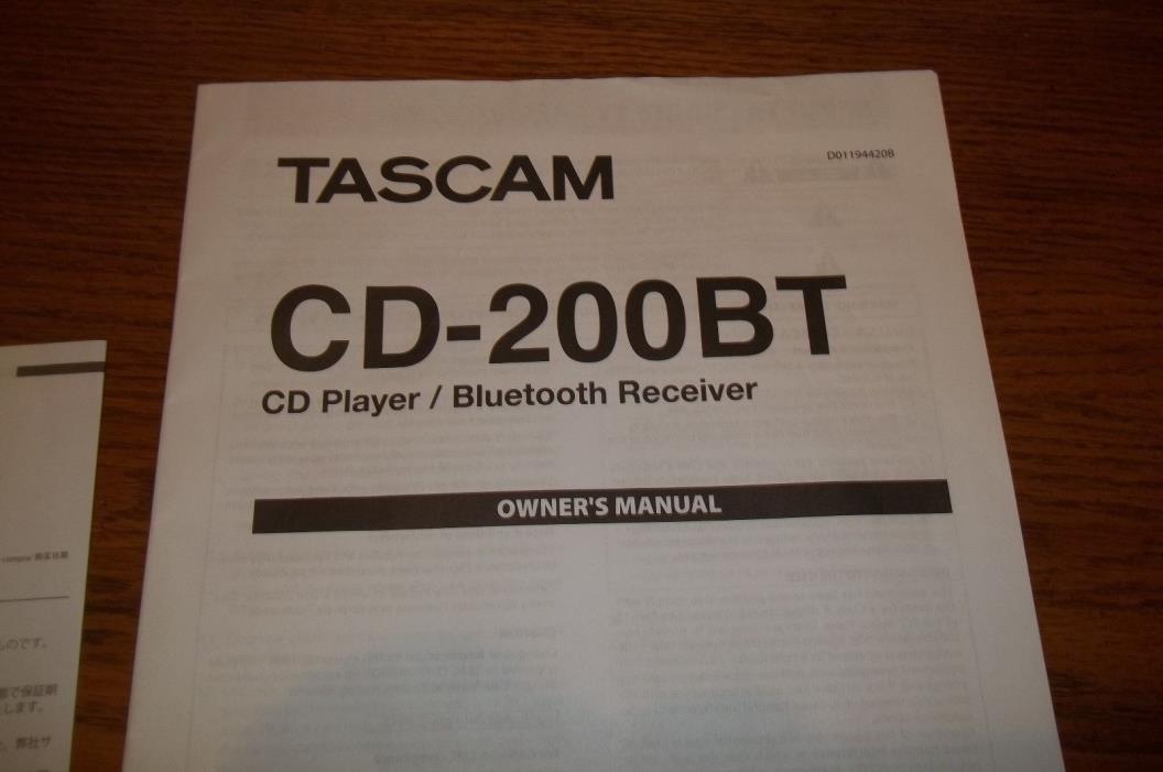 tascam CD-200 BT owners manual