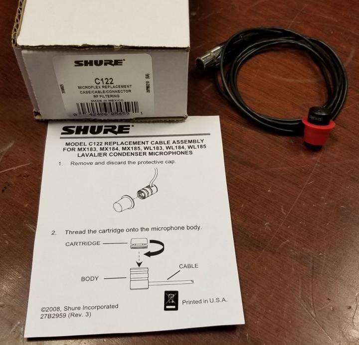 NEW Shure C122 Microflex Replacement Case/Cable/Connector with RF Filtering