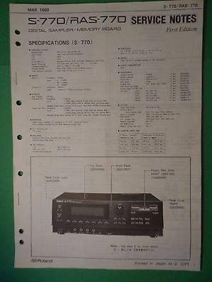 Original ROLAND Service Notes- S-770/RAS-770 Digital Sampler/ Memory Board