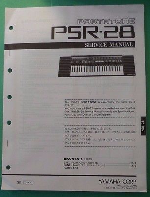 Original Yamaha Portatone PSR-28 Digital Keyboard SERVICE Manual