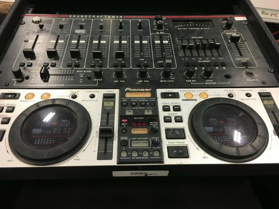 Pioneer CMX-5000 CDJ and MTX sound craftsmen mixer with rack and road case