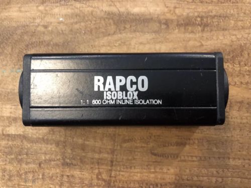 RAPCO ISOBLOX 1 to 1, 600 OHM inline isolation XLR Female to XLR Male