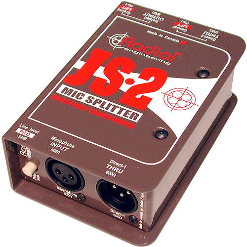 Radial JS-2 Two-Way Microphone Signal Splitter Js2 R800 1022 Direct Box Pristine