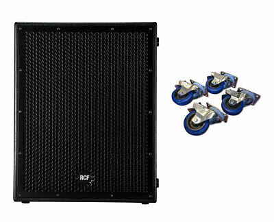 RCF Sub 8004-AS Active Subwoofer Speaker + Casters 4-Pack Locking Wheels