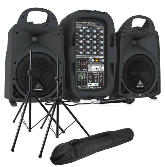 NEW in Box - Behringer Europort PPA500BT Portable PA System WITH Tripod Stands