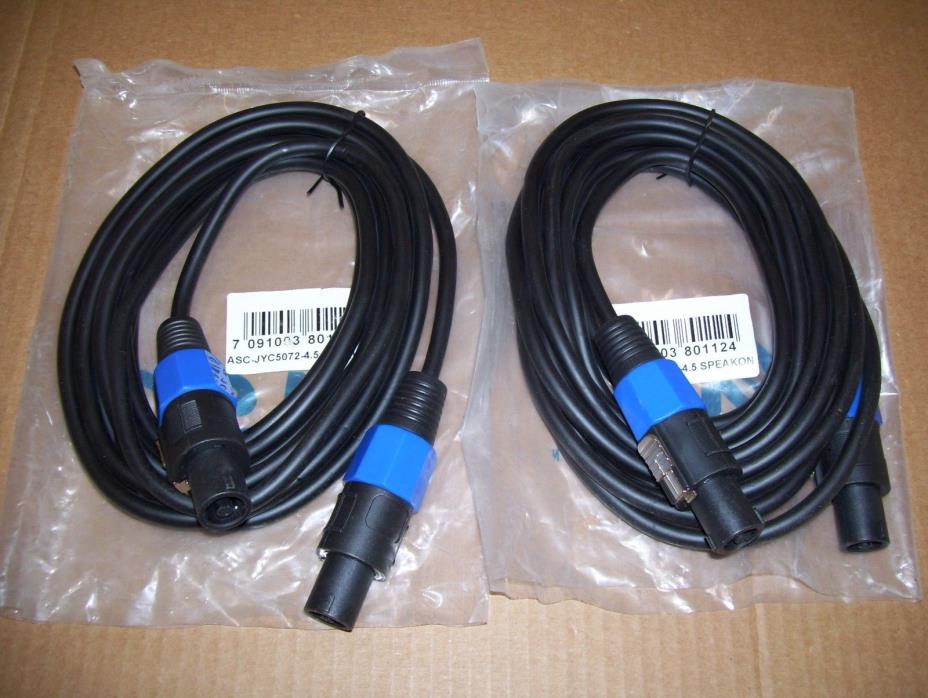 (2) American Sound Speakon Universal PA Speaker 15 Foot Cable  ASC-JYC5072-4.5