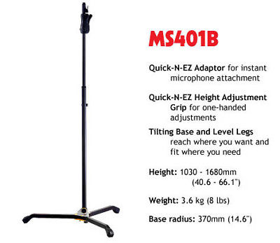 Hercules Mic Stand With EZ Height Adjustment And Tilting Base