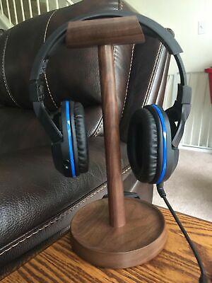 Artinova Wooden Headset Holder Headphone Stand Hanger with a Cable ... BRAND NEW