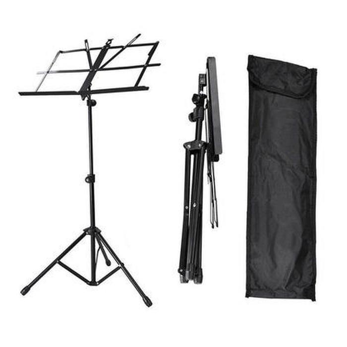 Sheet Music Stand - Adjustable Collapsing for On Stage with Carrying Bag - Black