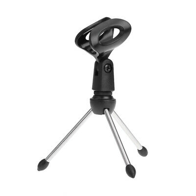 Desktop Mic Microphone Tripod Stand Holder Bracket with Rubber Cap Foldable P9N1