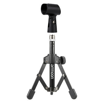 ammoon MS-12 Mini Desktop Microphone Stand Tripod with MC5 Mic Clip Holder F1P0